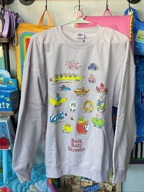 Busy Busy Streets Crewneck Sweatshirt - Light Gray with Colorful Print